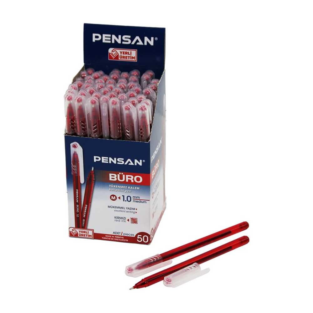 Tükenmez Kalem - Kırmızı Renk - 1.0 mm Medium Uç 10'li Paket