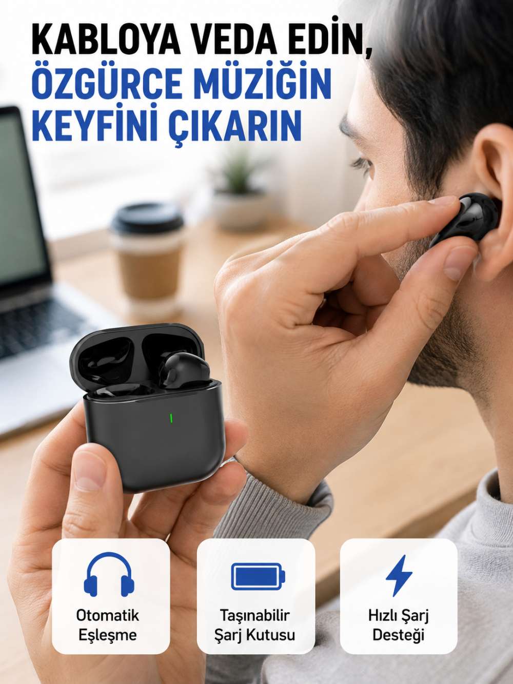 TWS Pro 5 Bluetooth Kulaklık – Kablosuz ve Şarj Kutulu Tasarım Yeni Nesil