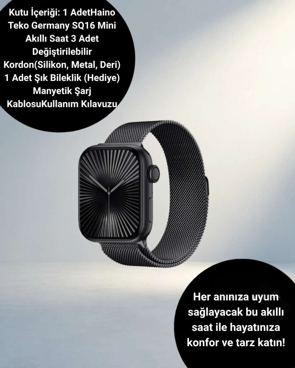 Unisex Tasarımlı Akıllı Saat SQ-16 Mini Series 10