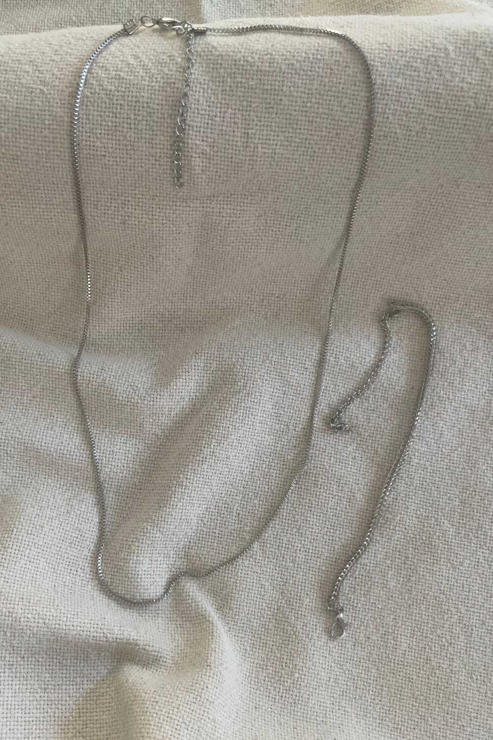 Unisex Tilki Kuyruğu Künye ile Gümüş Kolye Seti