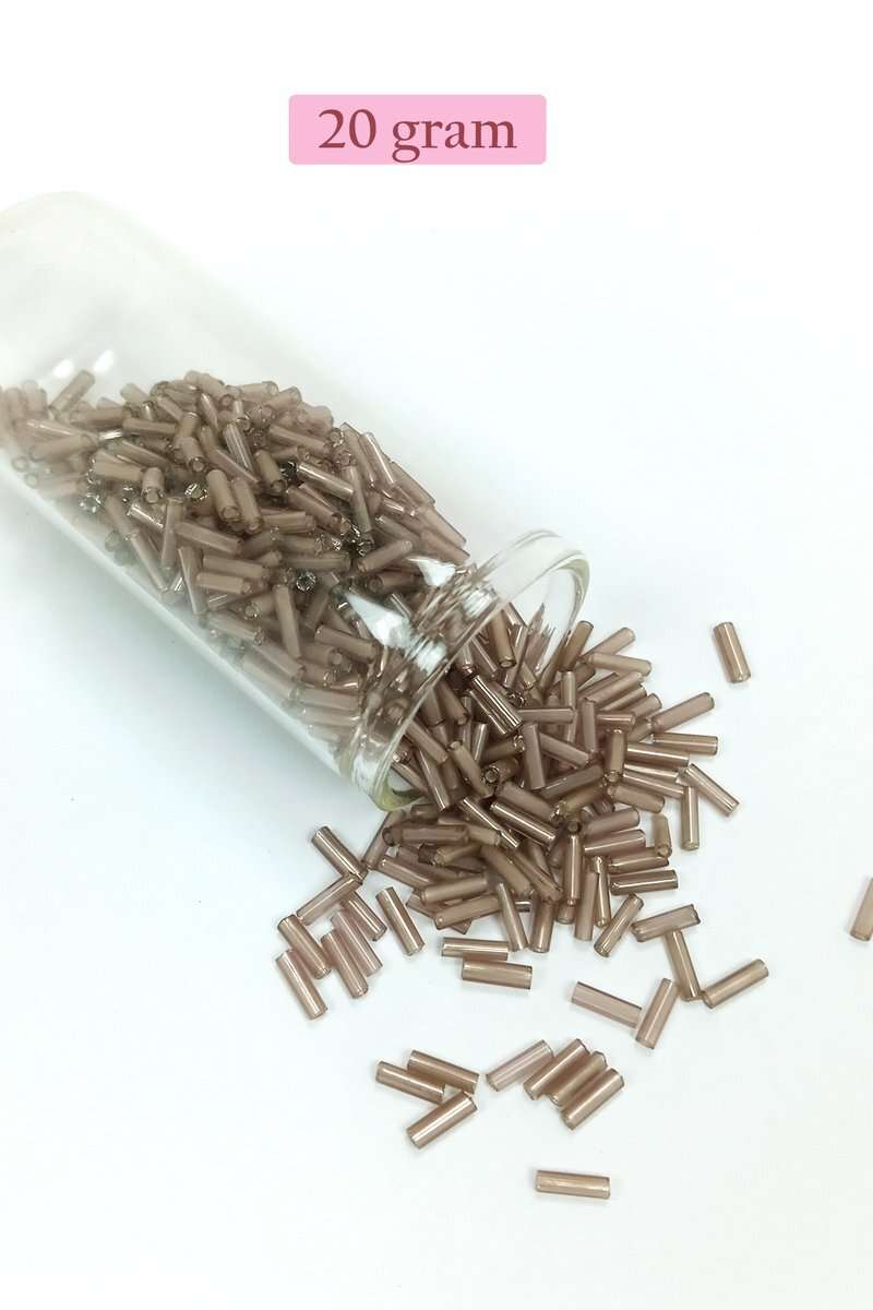 Uzun Boru Kesme Boncuk Çap 2mm Uzunluk 10 mm - 20 Gram - Duman - BNC253