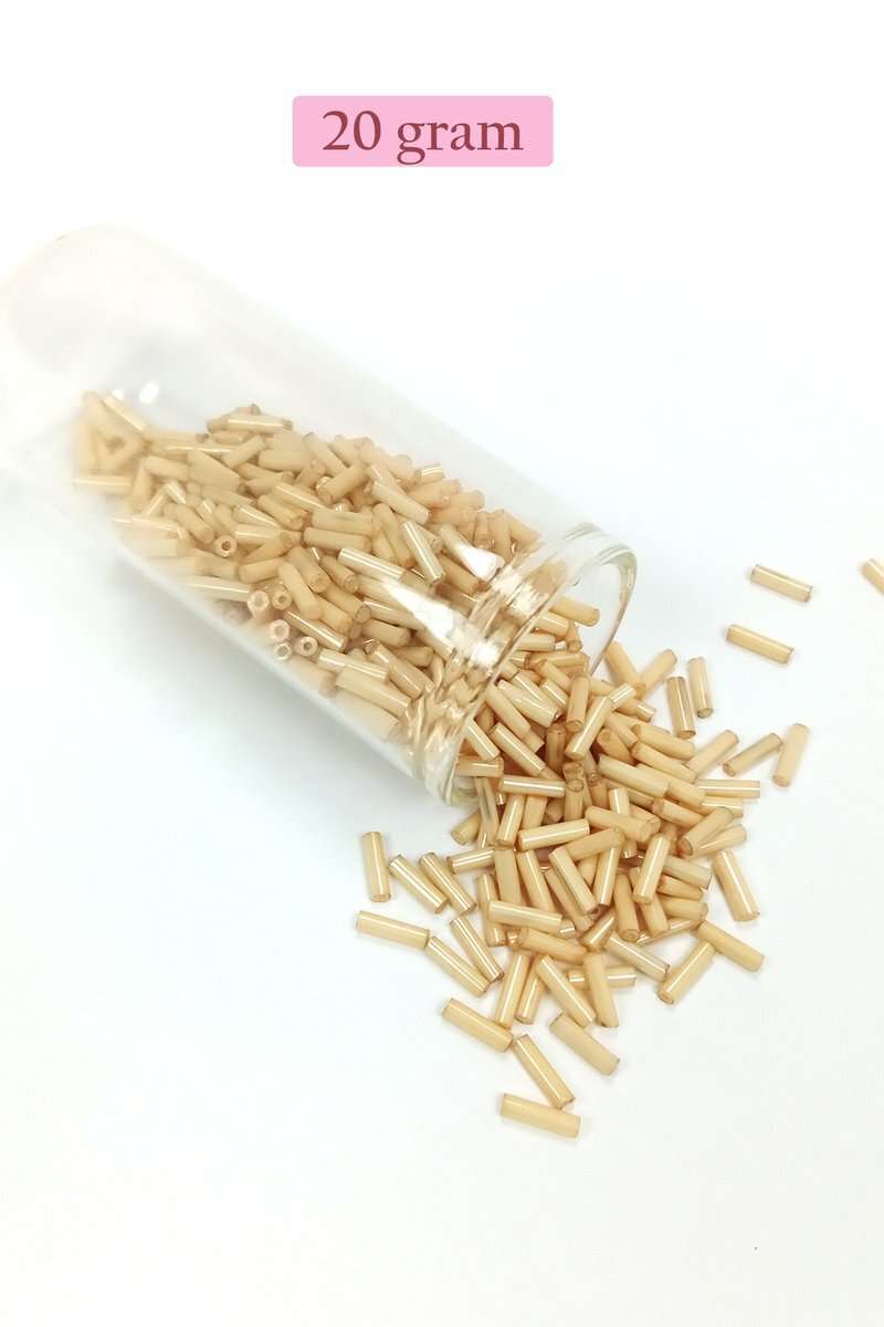 Uzun Boru Kesme Boncuk Çap 2mm Uzunluk 10 mm - 20 Gram - Koyu Krem - BNC229