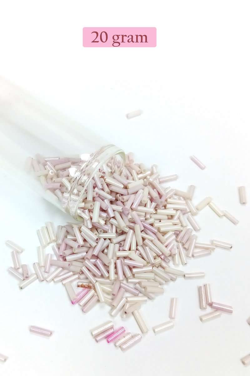 Uzun Boru Kesme Boncuk Çap 2mm Uzunluk 10 mm - 20 Gram - Mat Beyaz - BNC263