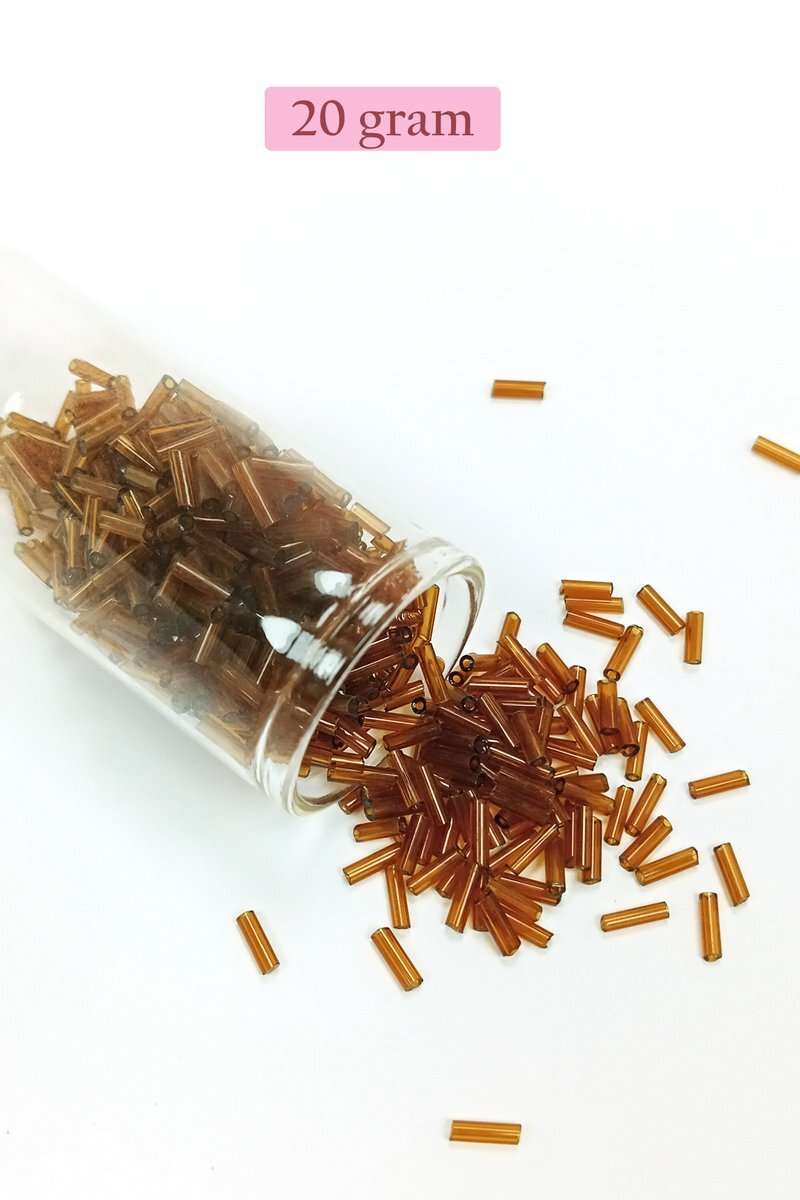 Uzun Boru Kesme Boncuk Çap 2mm Uzunluk 10 mm - 20 Gram - Şeffaf Kahverengi - BNC246