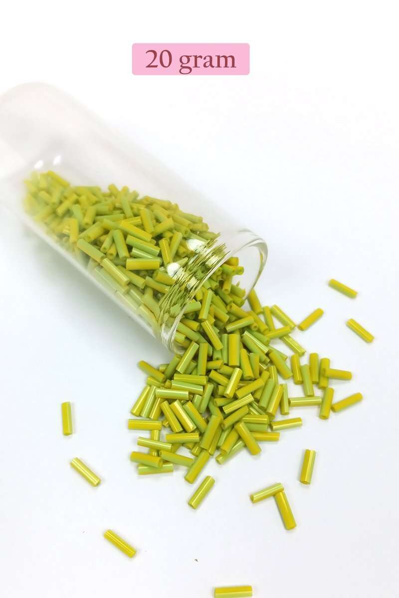 Uzun Boru Kesme Boncuk Çap 2mm Uzunluk 10 mm - 20 Gram - Yeşil - BNC243