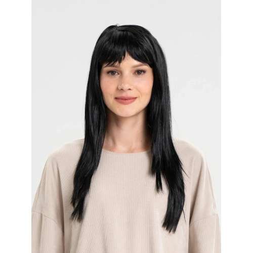 Uzun Siyah Parti Peruğu 60 cm Cosplay Aksesuarı