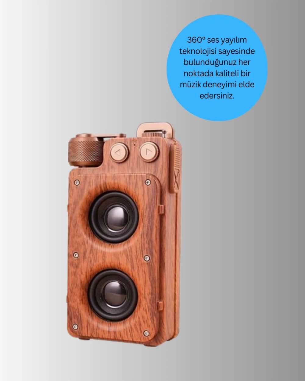 Vintage Tasarımlı Bluetooth Hoparlör 5W Çift Stereo Ses