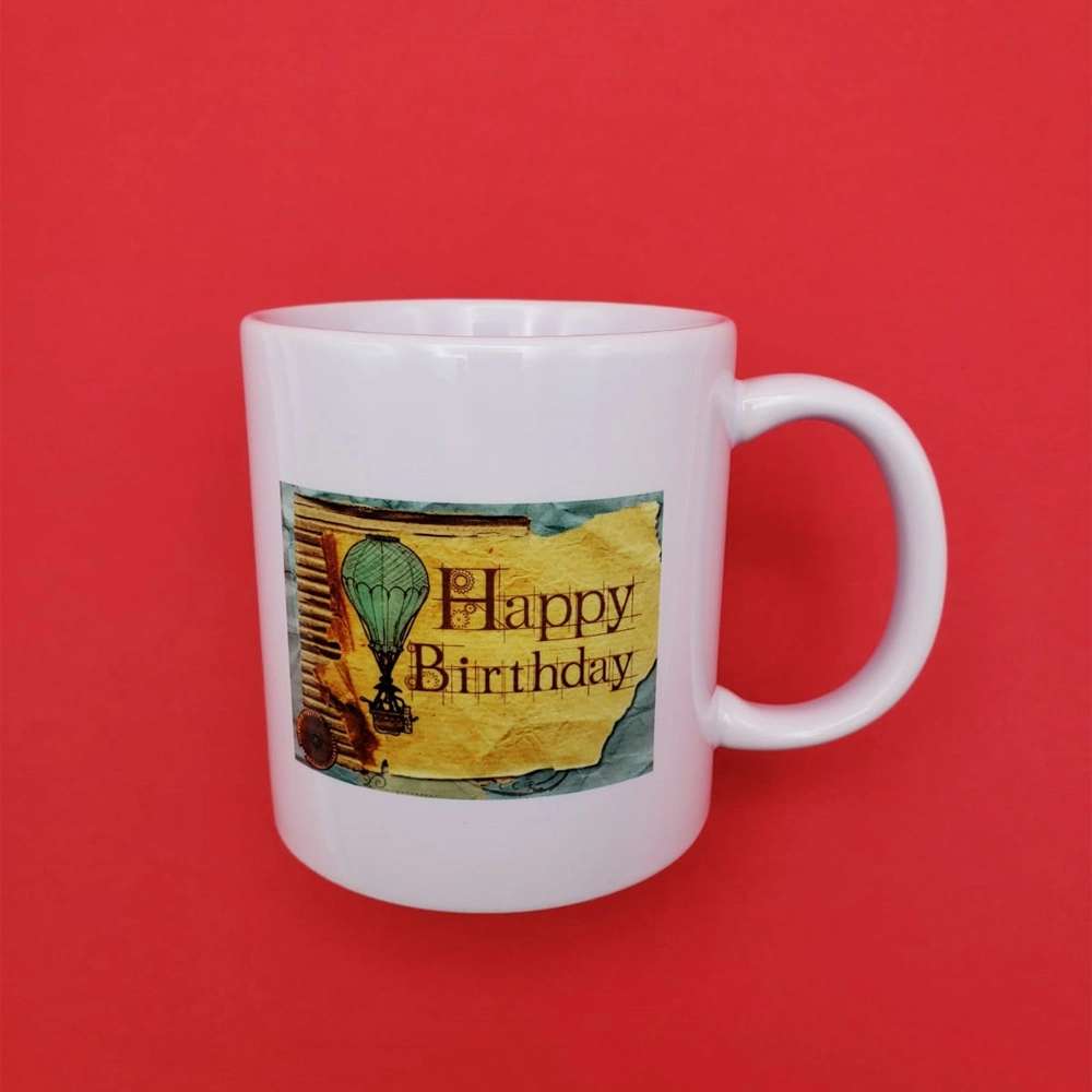 Vintage Tasarımlı Happy Birthday Kupa Bardak 8x10 cm
