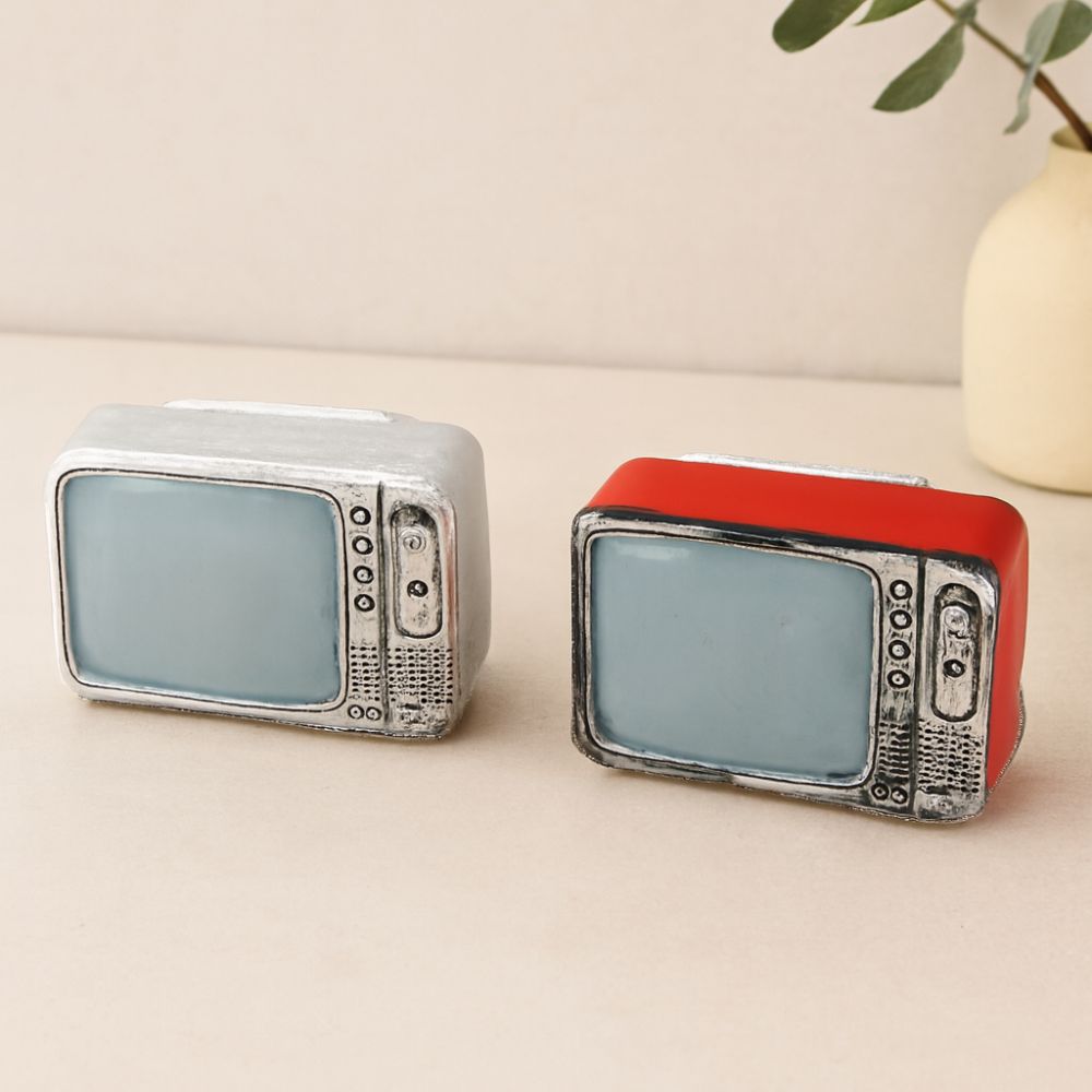 Vintage Televizyon Dekoratif Biblo Reçine 9x6 cm