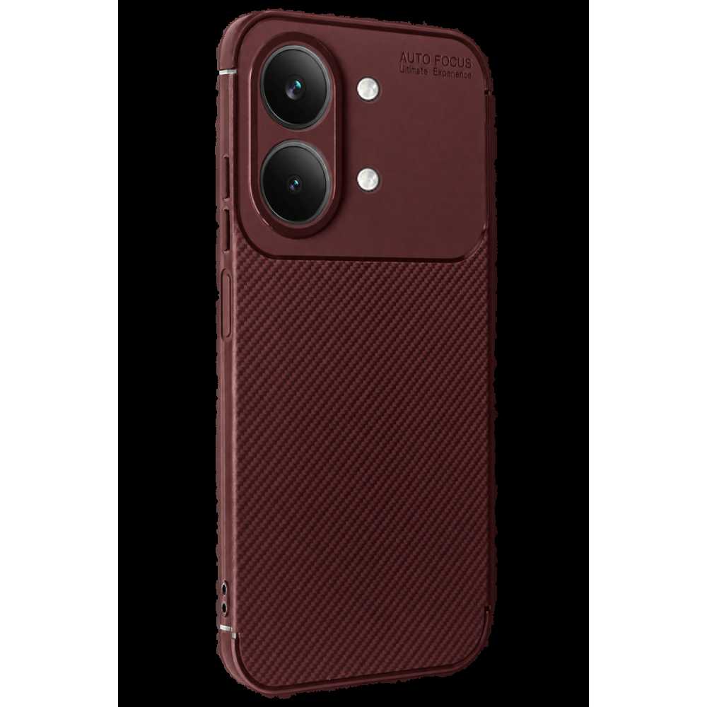 Vivo Y05 Auto Focus Karbon Kapak - Bordo