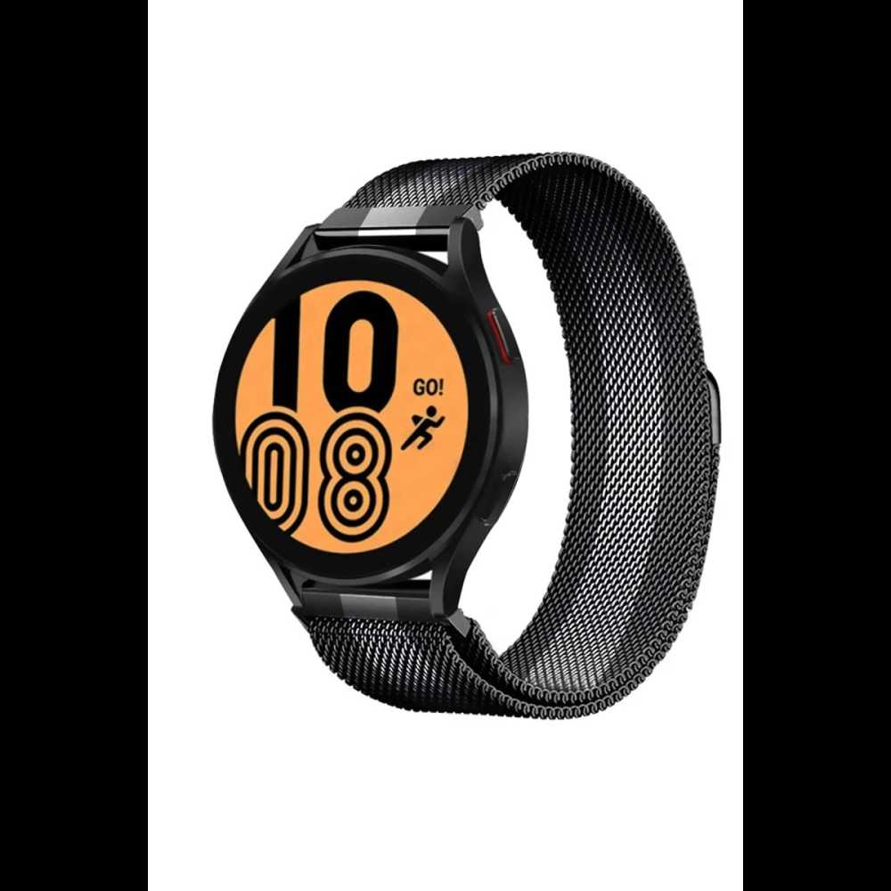 Watch 20mm Metal Mıknatıslı Kordon - Siyah-Beyaz