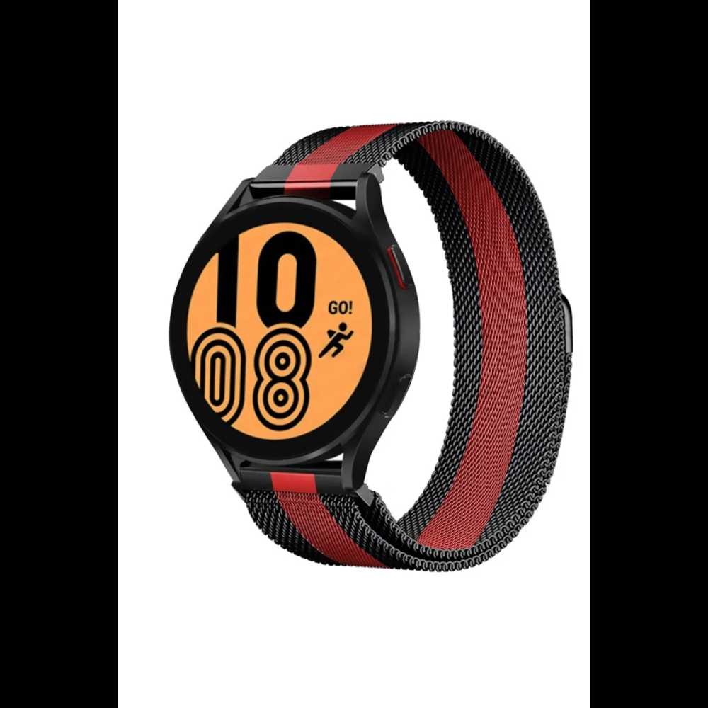Watch 20mm Metal Mıknatıslı Kordon - Siyah-Kırmızı