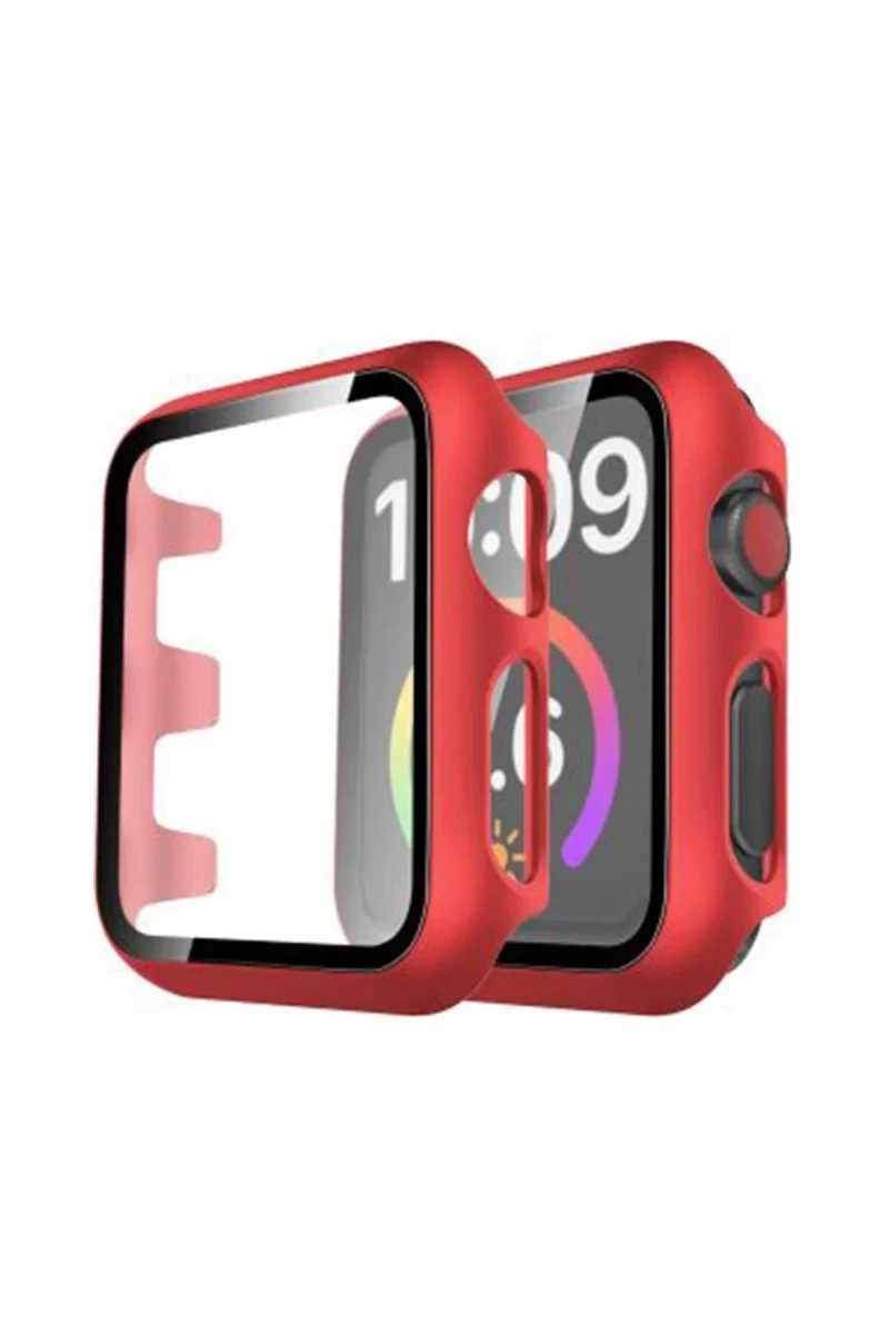 Watch 44mm Camlı Kasa Ekran Koruyucu - Kırmızı