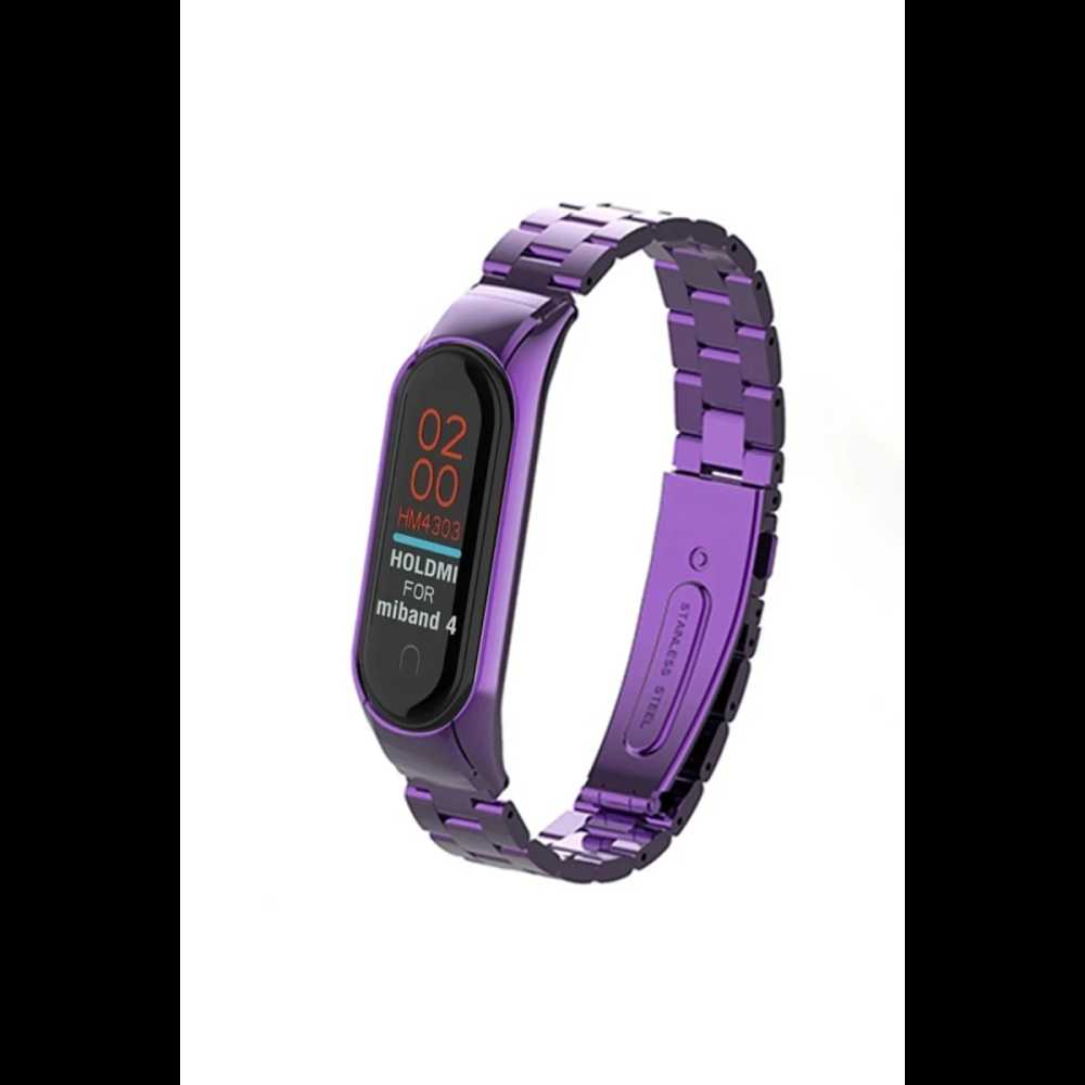 Xiaomi Mi Band 4 Metal Baklalı Kordon - Mor