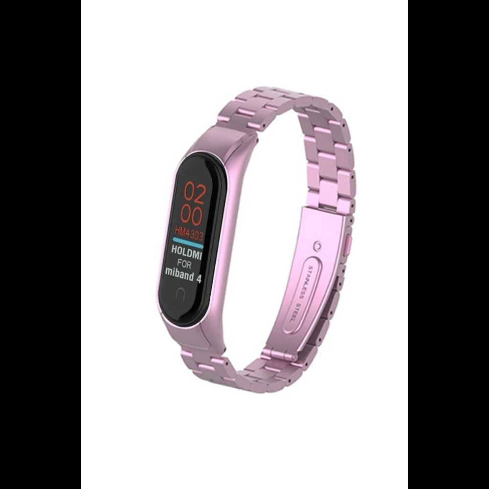 Xiaomi Mi Band 4 Metal Baklalı Kordon - Rose