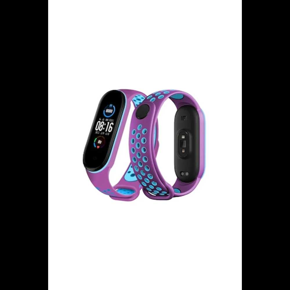 Xiaomi Mi Band 4 Spor Delikli Kordon - Mor-Mavi