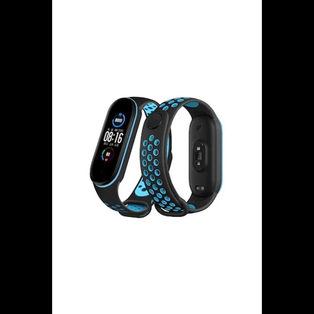Xiaomi Mi Band 4 Spor Delikli Kordon - Siyah-Mavi