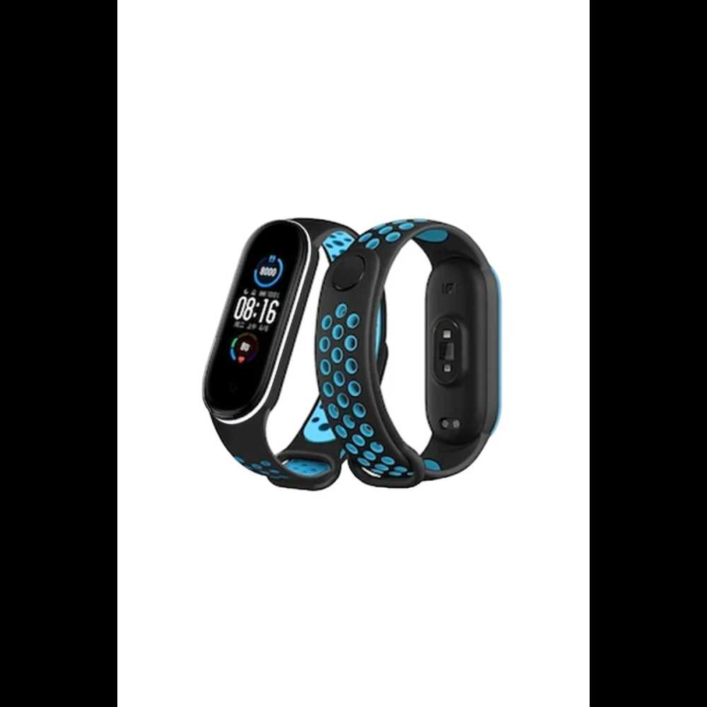 Xiaomi Mi Band 4 Spor Delikli Kordon - Siyah-Turkuaz