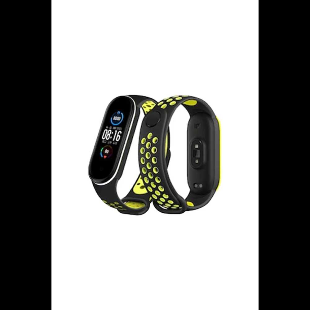 Xiaomi Mi Band 4 Spor Delikli Kordon - Siyah-Yeşil-Beyaz
