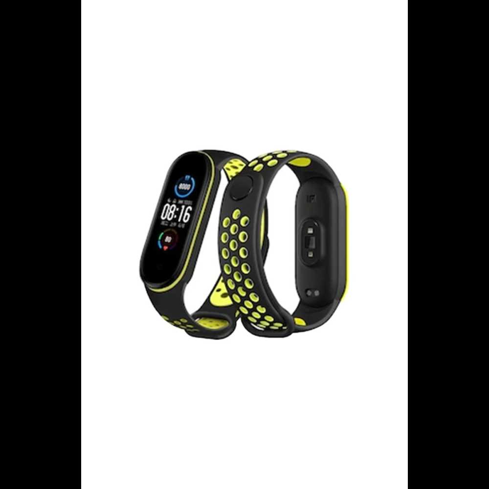 Xiaomi Mi Band 4 Spor Delikli Kordon - Siyah-Yeşil