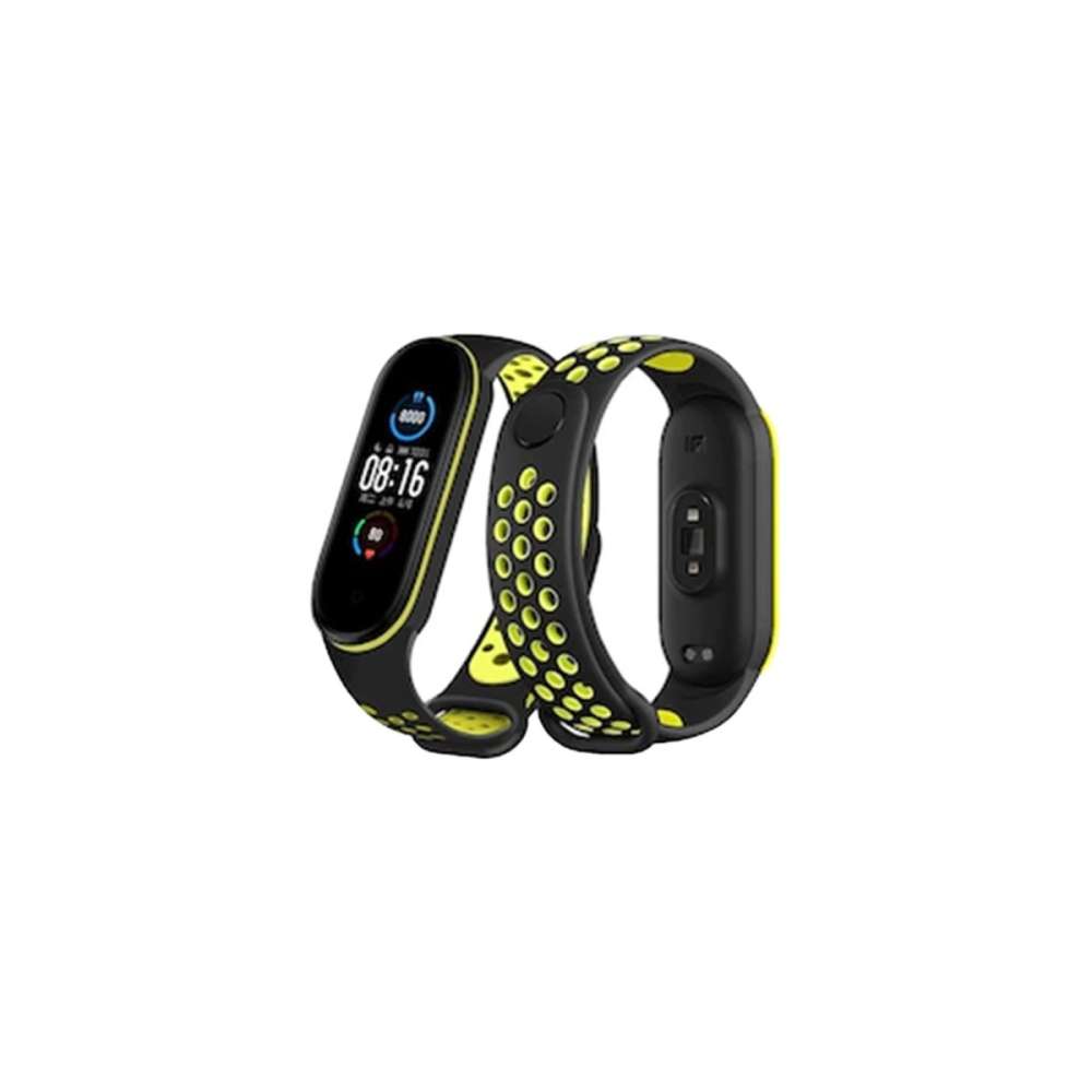Xiaomi Mi Band 7 Spor Delikli Kordon - Siyah-yeşil