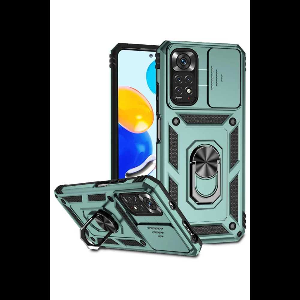 Xiaomi Redmi Note 11 Pro Kılıf Pars Lens Yüzüklü Silikon - Yeşil
