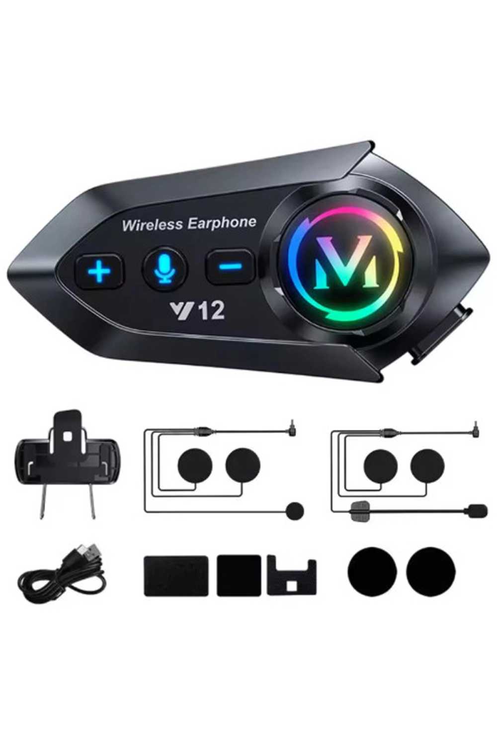 Y12  Motor Kask Kulaklık Rgb Modlu Radyolu Motosiklet Kulaklık 5.3 Bluetooth Intercom