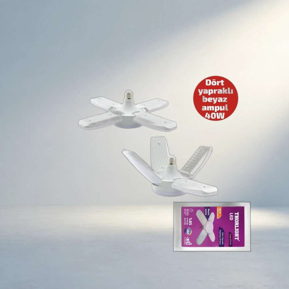 Yapraklı Pervane Modeli Beyaz LED Lamba 40W E27 Ampul
