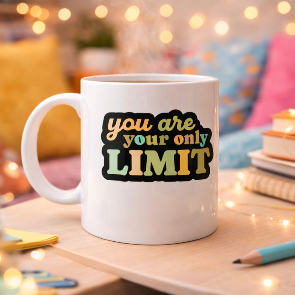You Are Your Only Limit Yazılı Porselen Kupa MODEL 142 – “Tek Sınır Sensin” Motivasyon Kupası – İlham Veren Kahve & Çay Kupası