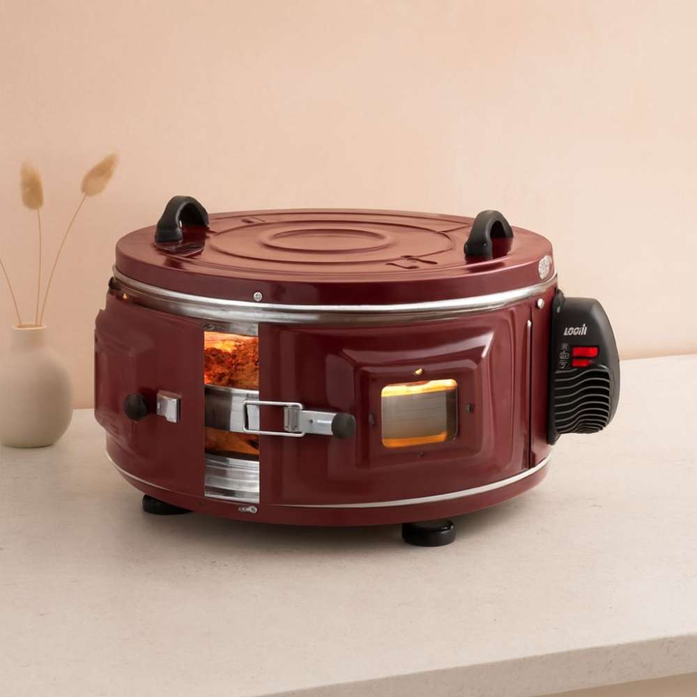 Yuvarlak davul fırın 1100W 46 cm - alüminyum tepsi, ön gözlem camı