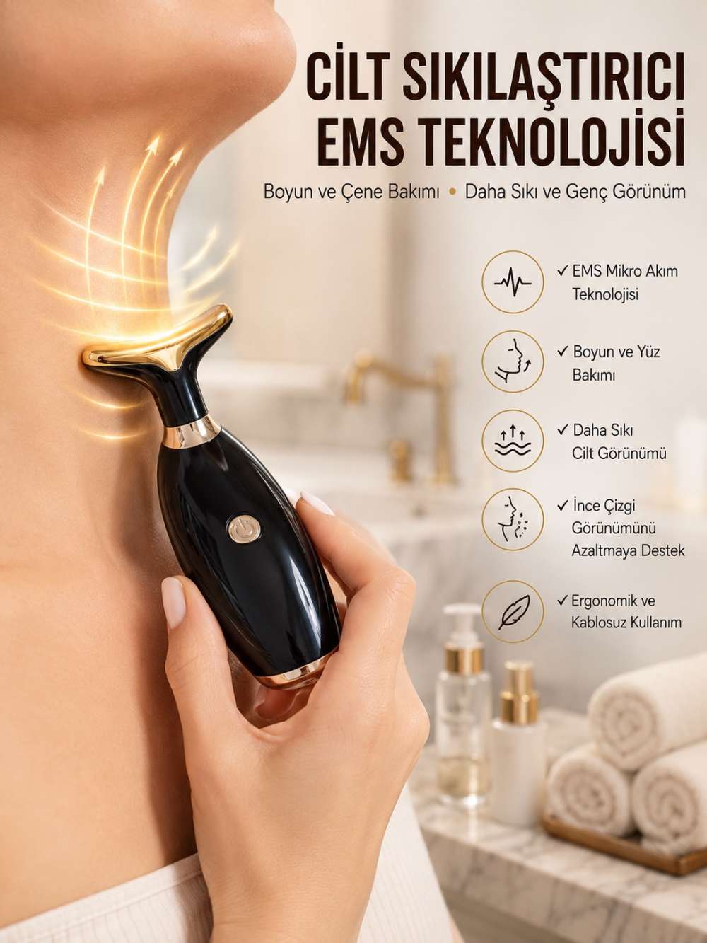 Yüz Ve Boyun Kırşıklık Giderici Ems Güzellik Cihazı Gıdık,Sarkma,Kırışıklık Yüz Masaj Aleti